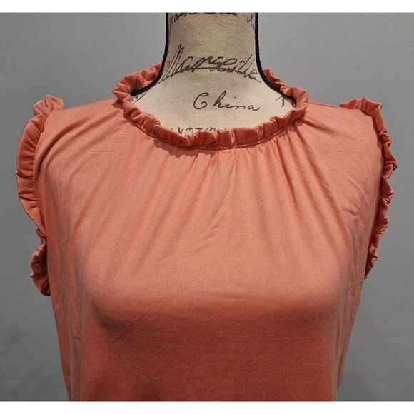NWOT You & Me Ruffled Coral Sleeveless Blouse/Size. S - Picture 2 of 6
